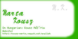 marta kousz business card